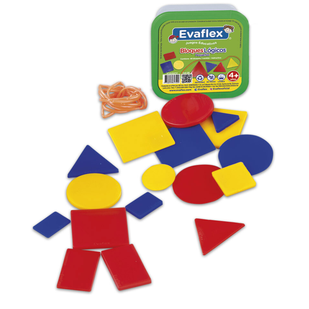 Juego Didáctico EVAFLEX Bloques Lógicos Taper N°7 x 48 Piezas