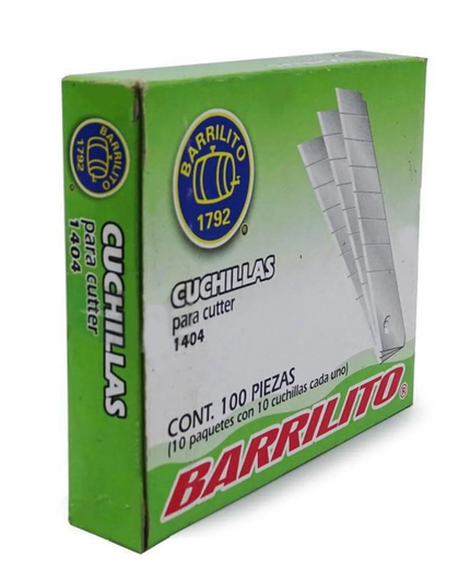 REPUESTO PARA CUTTER GRANDE 18MM ESTUCHE C/10 BARRILITO 1404B