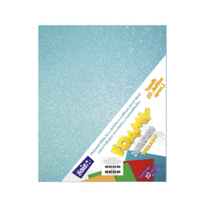 FOAMY CARTA C/DIAMANTINA AZUL PASTEL IRISADO 41