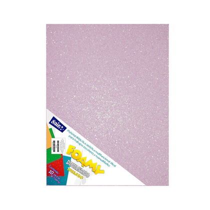 FOAMY CARTA C/DIAMANTINA ROSA PASTEL IRISADO 33