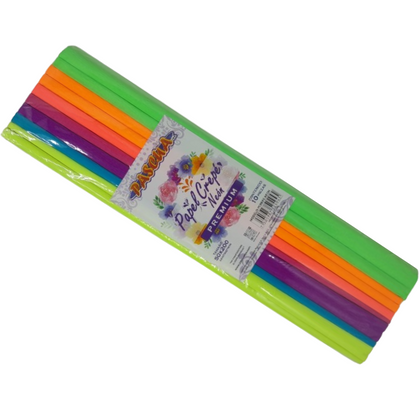 PAPEL CREPE NEON PAQ. C/10 COLORES SURTIDOS PASCUA