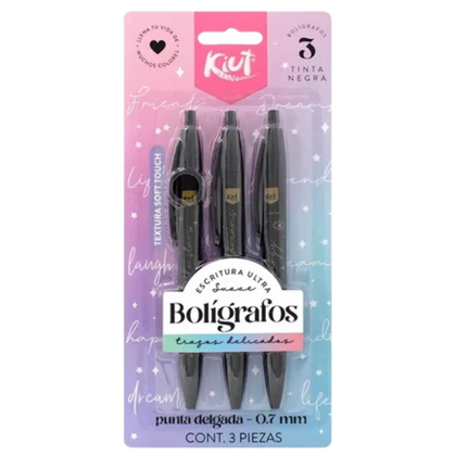 BOLIGRAFO BLISTER C/3 negro KIUT 556053