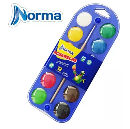 ACUARELA C/ESTUCHE X12 COLORES NORMA 549099