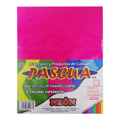 HOJAS DE COLORES TAMAÑO CARTA NEON PE-HJCIE-NEON PASCUA