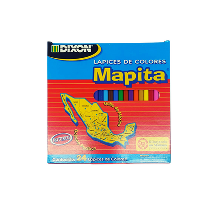 Lapices de colores largos para dibujo, punta fuerte, Caja con 24 piezas Mapita