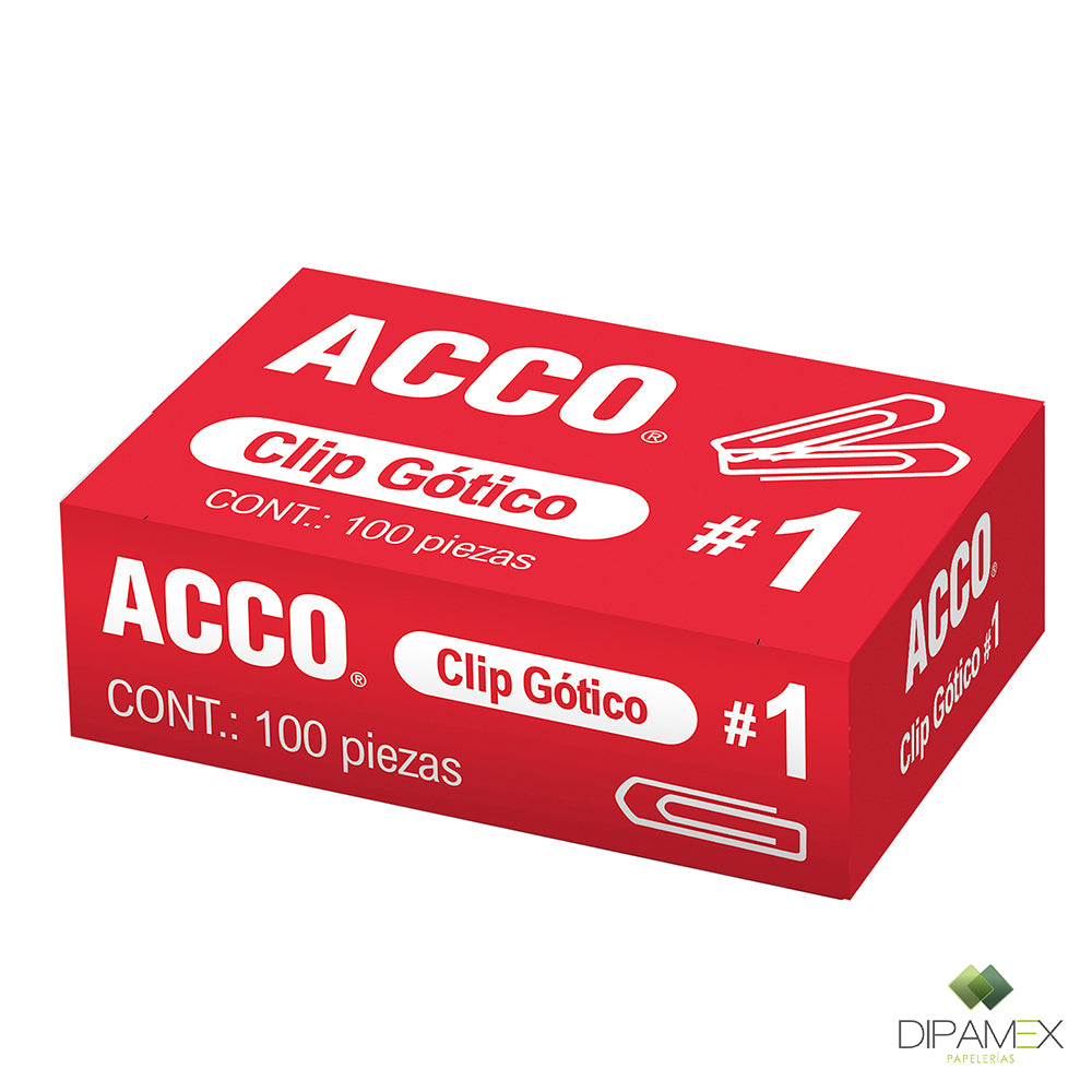 Clip Gotico #1 (Cuadrado). Caja con 100 Piezas P1680 MARCA ACCO