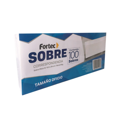 SOBRE BLANCO TAMAÑO OFICIO SIN VENTANA C/100 FORTEC