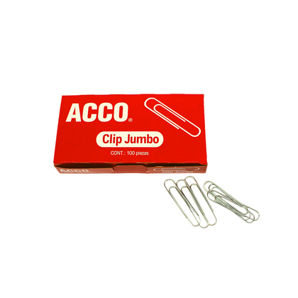 CLIP JUMBO NIQUELADO. CAJA CON 100 PIEZAS  P1700 MARCA ACCO