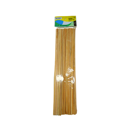 PALITO DE MADERA NATURAL REDONDO DE 30 CM. PAQUETE CON 25 PIEZAS MARCA: BARRILITO.